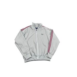 Vintage Fred Perry Red Gray Zip Track Jackets y2k Stripes on sleeves Size M